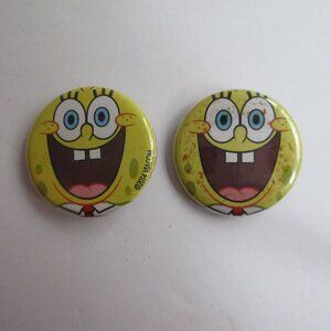 2 SpongeBob SquarePants 1.25" Push Back Pin Button Viacom 2014